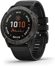 Garmin Fenix 6X Pro Solar, Premium Multisport GPS Watch with Solar Charging Capabilities, Features Mapping, Music, Grade-Adjusted Pace Guidance and Pulse Ox Sensors, Dark Gray with Black Band