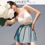 KKIMEE╭＊【現貨】連身【縷空+深V+百摺裙】【SF602】連身泳衣泳裝性感比基尼 遊泳衣 無鋼圈