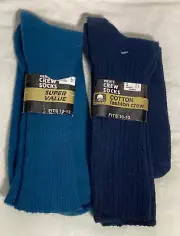 Vntg Kmart - Men's Dress Crew Socks - sz: 10-13 Blue. 2 pair USA