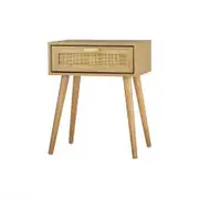 Bedside Tables Drawers Rattan Wood Storage Cabinet Nightstand Bedroom