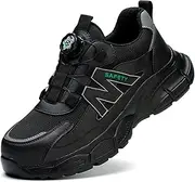 [SDEQA] Safety Trainers Mens Lightweight Comfortable Safety Shoes Steel Toe Cap Trainers with Rotary Button Puncture Proof Construction Work Sneakers
