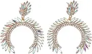 [Dsacxixai] Clip on Earrings for Women Geometric Open C Shape Clip Earrings Rhinestone Prom Party Birthday Xmas Valentine's Day Gifts