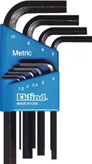 10509 Hex-L Key Allen Wrench - 9Pc Set Metric MM Sizes 1.5-10 Short Series