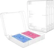Xgood 4 PCS Plastic Playing Cards Boxes, Snaps Closed Empty Plastic Storage Box, 2 Decks Playing Card Case, Rectangle Playing Card Storage Clear Card Case for Business Trading Card Bridge Size Cards