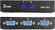 PASOW VGA 2 in 1 Out 2 Port VGA Switch Press Button Two Way VGA Vedio Switch for PC TV Monitor -Black