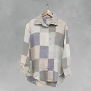 Multicolor 100% French Flax Linen Boyfriend Shirt