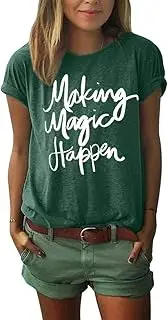 [ZAWAPEMIA] Womens Letter Printed Pullover Casual Tees T-Shirt