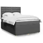 Box Spring Bed with Mattress Dark Grey Double Fabric vidaXL