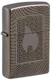 Zippo 48569, Classic Flame Deep Carve Armor Lighter, High Polish Black Finish