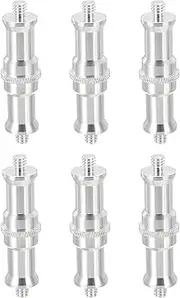 uxcell Camera Spigot Screws Converter 1/4" to 1/4" Male to Male, 6 Pack Tripod Screws Adapter Spigot Stud for Light Stand Hot Shoe Cold Shoe Adapter Ball Head Flash, Silver
