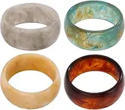 [Wedhapy] 4Pcs Acrylic Bangles, Colorful Geometric Chunky Resin Bangels Set Wide Dome Shape Bracelet Fashion Holiday Jewelry for Everyday Wear
