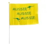 Aussie Hand Signal Flag 29x44cm – Yellow Australian Flag with Plastic Handle