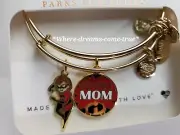 Disney Parks Alex And Ani Incredibles “INCREDIBLE MOM” Mom Gold Bangle Set (NEW)