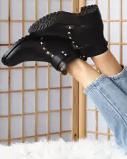 [Belle & Bloom] City Lights Leather Ankle Boot - Black