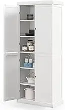 LOKO 72.5” Tall Kitchen Pantry Cabinet, 4-Door Storage Cabinet with 3-Position Adjustable Shelves, Multifunctional Cupboard Cabinet for Dining Room, Living Room, Laundry, Home Office (White)