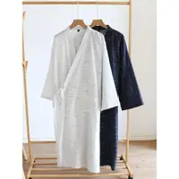 在飛比找ETMall東森購物網優惠-日式男提花純棉和服條紋寬松浴袍