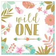 Boho Birthday Girl Lunch Napkins Wild One 16 Pack