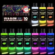 Glow In The Dark Paint, 60ml/2oz Neon Glow Acrylic Paints, 2IN1 Waterproof