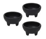 3pc Black Salsa Bowl Set Restaurant Style Guacamole Dips