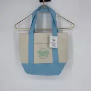 Trader Joe's Mini Pastel Canvas Tote Bag Blue
