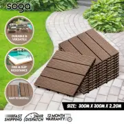 SOGA 11 pcs Light Chocolate DIY Wooden Composite Decking Tiles Garden Outdoor