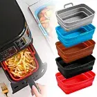 Heating Reusable For NINJA Air Fryer Foldable Square Silicone Pot Baking Pan IH