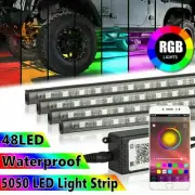 48 LED RGB Car Atmosphere Neon Lamp Light Strips Bluetooth Phone App Control