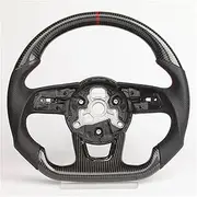Itlay Alcantara Leather LED Carbon Fiber Sports Racing Car Steering Wheel Compatible With Audi RS3 RS4 RS5 S3 S4 S5 06-12 12-16 17-20(17-20)