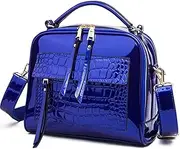 [ZiMing] Glossy Patent Leather Satchel Handbags for Women Top Handle Crossbody Bag Shoulder Bag Crocodile Pattern Purse
