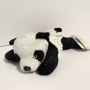 Russ Wishlings Panda Plush Punch Black White Teddy Bear Beanie Velour Floppy