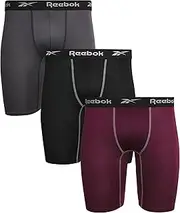 [Reebok] Men's Compression Long Length Performance Boxer Briefs (3 Pack)