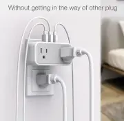 2 PACK of 3-USB Multi Plug Widely Spaced Outlet Extenders With Wall Charger