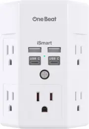 Surge Protector, 5 Outlets Extender with 4 USB Ports(Usb C), 3-Side 1680J Power
