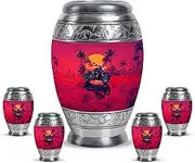 Motorcycle Urns for Human Ashes Large - Funeral Urn for Adult Ashes Women - Small Urns for Human Ashes Keepsake - Pink Sunset Decorative Cremation Urn for Male & Female (Combo of 5, 10" & 3")