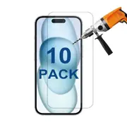 10 Pack 9H Tempered Glass Screen Protector Guard for Apple iPhone 15 Front Bulk