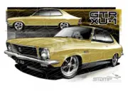 HOLDEN TORANA LJ XU1 PALE GOLD A2 FRAMED PRINT (HC49M)