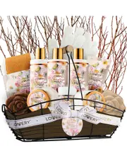 Lovery Vanilla Coconut Bath And Body Gift Set, 13pc Home Spa Birthday Basket