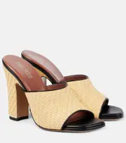 [Paris Texas] Paris Texas Ava 100 raffia and leather mules AU 11 neutrals