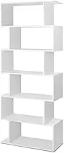 Artiss Bookshelf, 6 Tier Shelf Corner Shelves Display Bookcase Bookshelves Rack Cube Storage Unit Home Living Room Bedroom Office Furniture, High Density Particle Board White