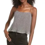 J.O.A. for Anthropologie Women's Silver Gauze Cropped Flowy Camisole Top Size S