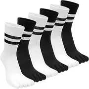 [Kevaler] Women's Toe Socks Sports Socks Cotton Tennis Socks Five Finger Socks Sneaker Socks Running Socks with Toes Single for Everyday Leisure School Tennis Gym Running (EU35-40) - 6 Pairs