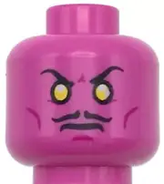 Lego New Dark Pink Minifigure Head Dual Sided Moustache Orange Eyes Frown Alien