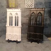 Gothic Door Window 1/12 Scale Dollhouse Miniatures Unpainted Building Components