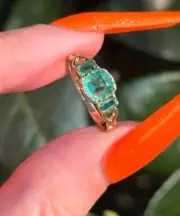 2.15 Ct Square Cut Natural Emerald Proposal Ring 14K solid Yellow gold
