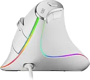 Nulea M504 Wired Vertical Mouse, USB Ergonomic Optical Mouse with 4 Adjustable DPI, 11 RGB Backlight Modes, Compatible for Laptop, PC, Desktop, Mac, White