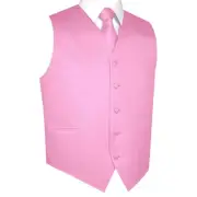 PINK SATIN FORMAL TUXEDO VEST, TIE & HANKIE SET. WEDDING, PROM, HOMECOMING