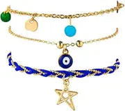 [Tummy Tub] Bracelets,Bracelet Jewellery,Anklet String Charm,Elephant Bracelet Multilayer Jewelry Tree Gift Personality Anklet Ladies Metal Bohemian Anklet Chain Bracelet (Color : Gold)