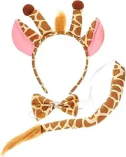 [GAROZATION] 1 Set Animal Giraffe Headband Cosplay Tail Giraffe Ears Dress Giraffe Costume Kit Cosplay Animal Costume Animal Headbands Giraffe Tail Kindergarten Tails Costume Hair Hoops Fabric