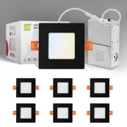 ASD 3 Inch Ultra Thin LED Square Recessed Lighting, 5 CCT 2700K-5000K Selecta...