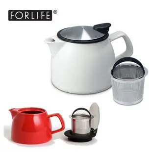 美國FORLIFE貝爾陶瓷茶壺 帶過濾網家用辦公茶具 濾茶器無鉛茶杯